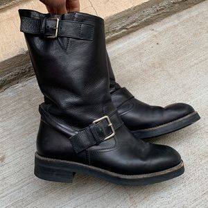 Sold - Marni Mid Calf Leather Moto Engineer Boots